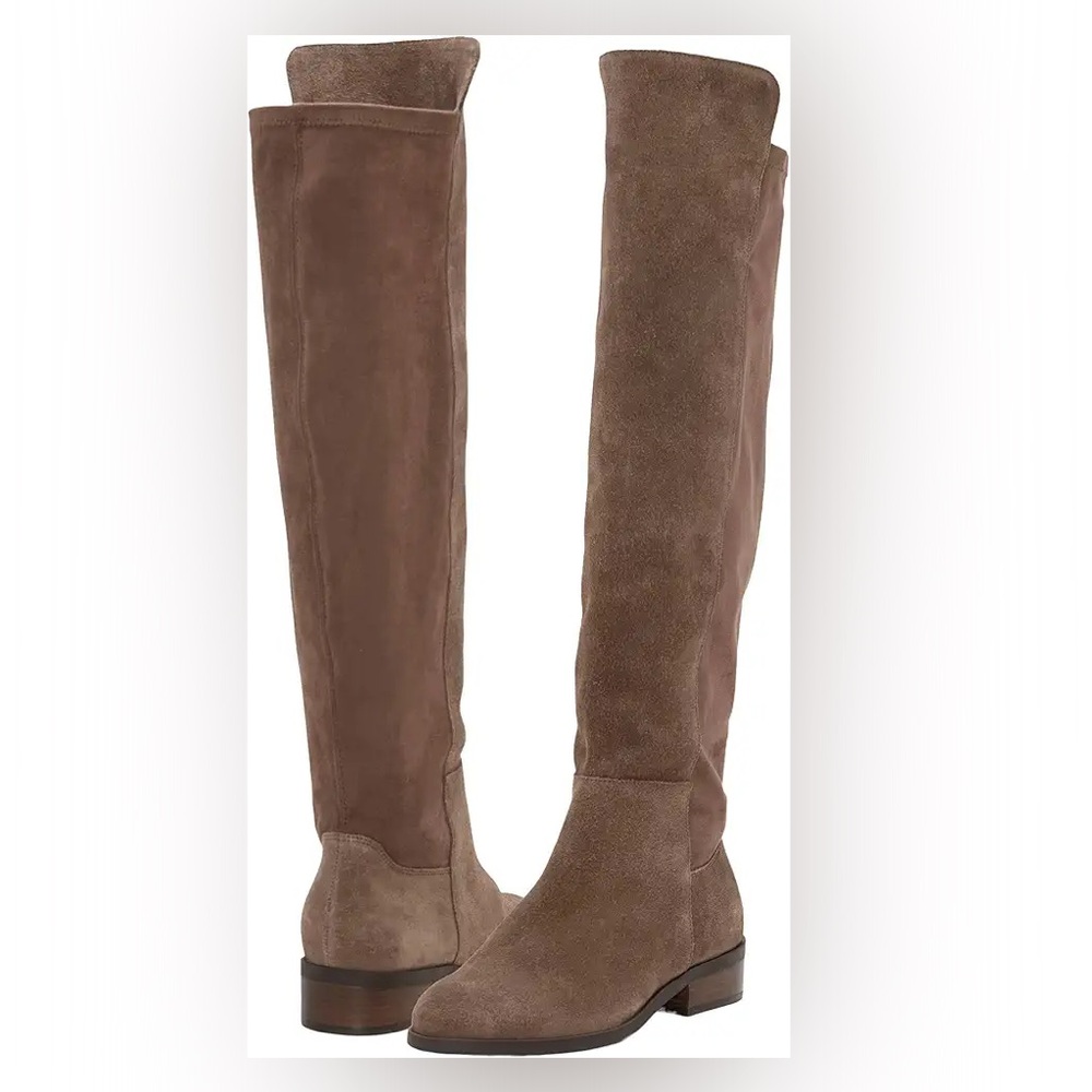 Lucky Brand Calypso Suede & Textile Stretch Over the Knee Boot “Oil Suede” Brown